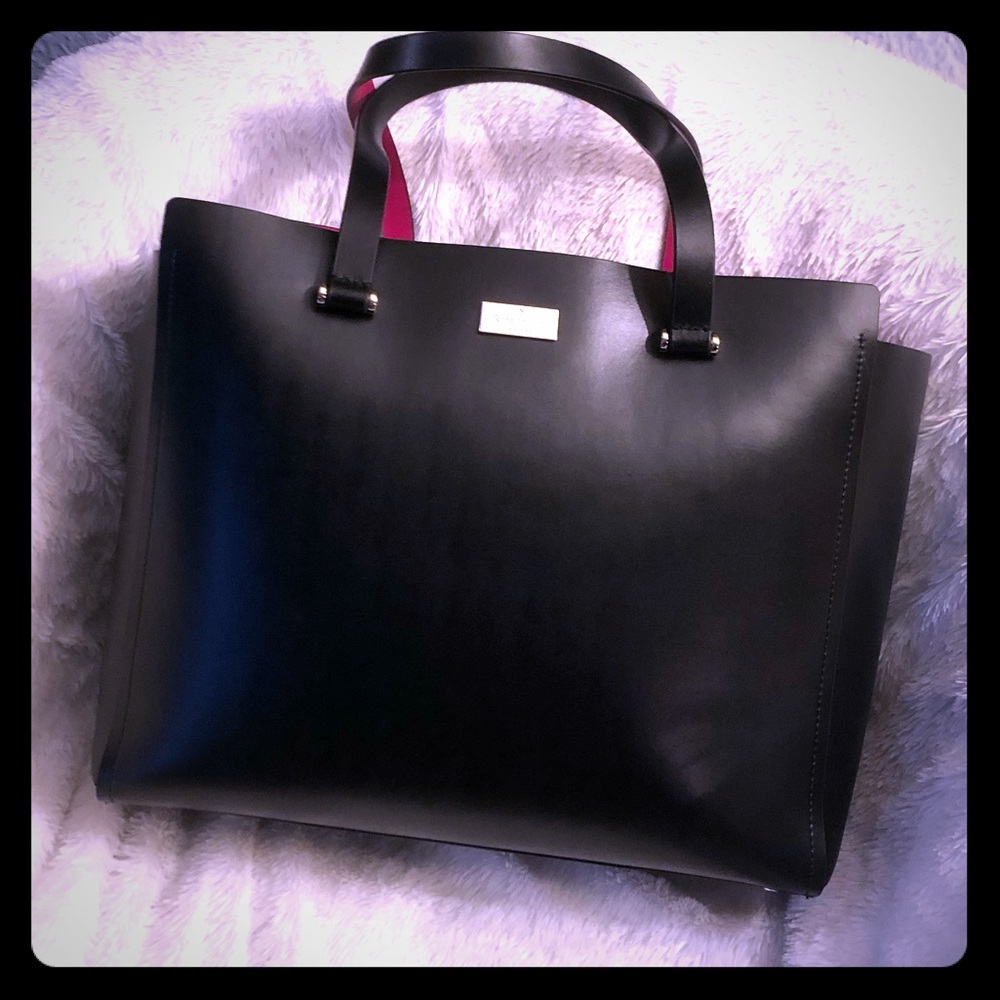 KATE SPADE LARGE TOTE.  EUC. BLACK & HOT PINK